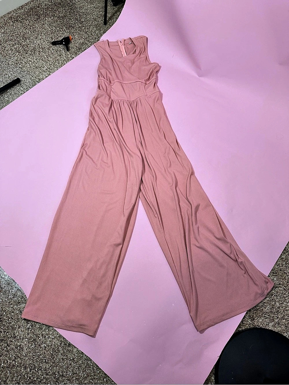 Pink Wide-Leg Jumpsuit Size Large Like New
